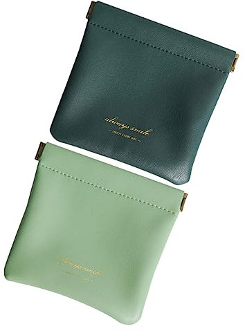 CAXUSD 2stücke Mini Pu Leder Geldbeutel Für Münzen Und Kleine Accessoires Aufbewahrungstaschen Für Reisen Und Alltag Für Und Kosmetik Hellgrün Dunkelgrün