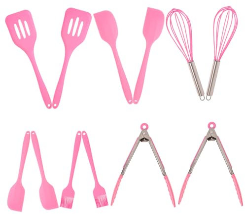 Cabilock Juegos De Herramientas para Hornear Utensilios De Cocina Utensilios Antiadherentes Utensilios De Cocina De Silicona Color Rosa