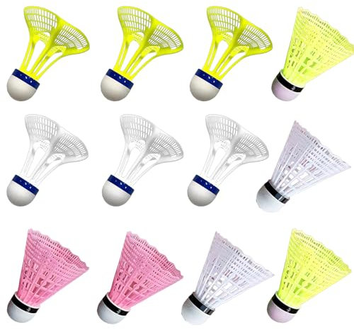 ElevaPulse 12 Farbige Federbälle, Hochwertige Badminton Bälle Für Training, Spiele Und Freizeit, Ideal Für Familien, Schulen Und Teams
