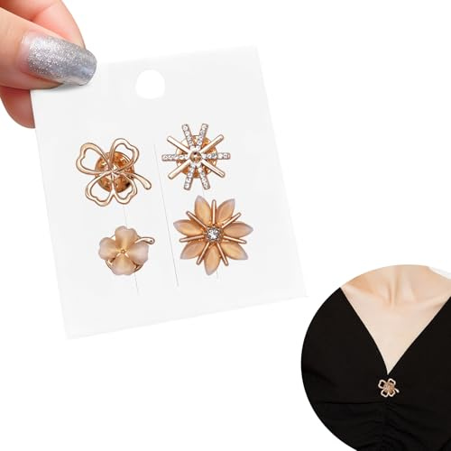 VOSSOT 4 Pièces Broche Decollete Femme Broches et Pins pour Femme Fantaisie Mode Fixation de Vêtements, Chic Le Lot de Broches Accessoires du élégant Comme Cadeau pour Filles