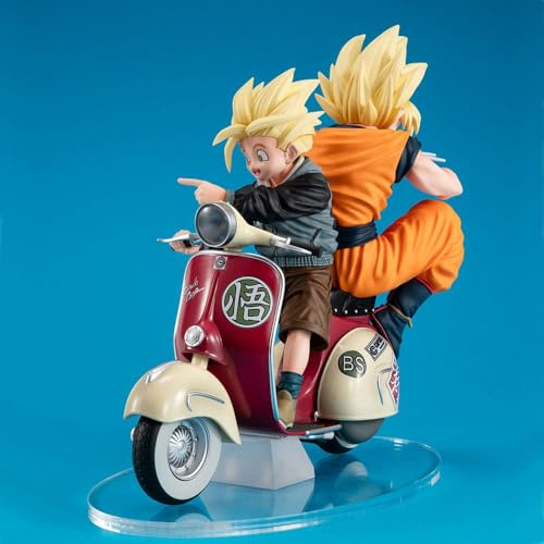 Action Figure Goku SS & Gohan SS & Mortorbike Dragon Ball Z - Desktop Real Mccoy Ex - Megahouse - MH842139 Multicoloured - Collectible Figure - Ideal for Anime Fans