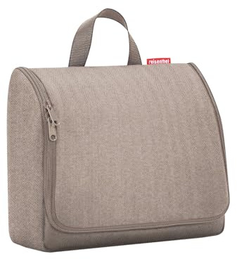 reisenthel toiletbag XL Herringbone Mokka - praktischer Kulturbeutel mit Haken, wasserabweisendes Material