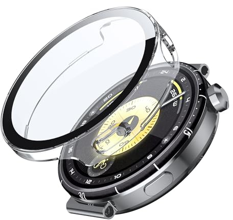 FDHYFGDY Hülle für Huawei Watch GT 7/6 41mm Case mit Displayschutz, Hard Anti Kratz Ultradünne, Schutzfolie Kompatibel mit Huawei Watch GT 7/6 - Schwarz