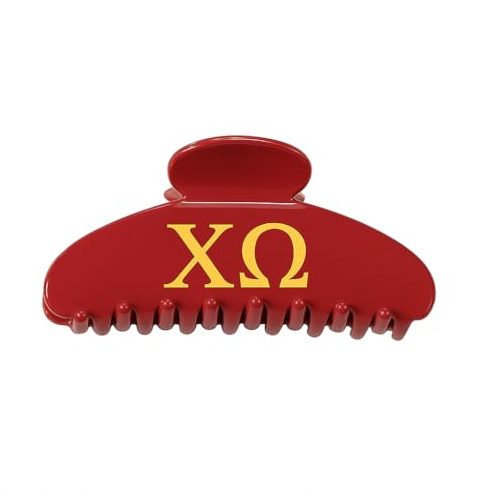 The RPZL Premium Acetate Sorority Big Hair Accessory | Oversized Claw Clip for Thick and Thin Hair | Stylish Hair Jaw Clip for Women | Girls and (Chi Omega - Red)