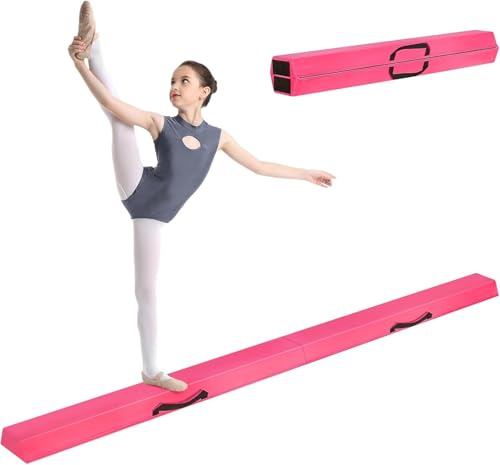 BREEZENEST 7FT 2.1M Folding Gymnastics Balance Beam — Kids & Beginner to Pro Gymnastics Equipment, High-Density EVA Foam, Non-Slip Microsuede Surface, Portable Home Training Balance Beam