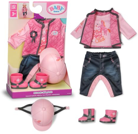 BABY born REIT-Outfit für 43 cm Puppen | Shirt, Reithose, Reitstiefel und Helm, Puppen-Outfit für 43 cm Puppen