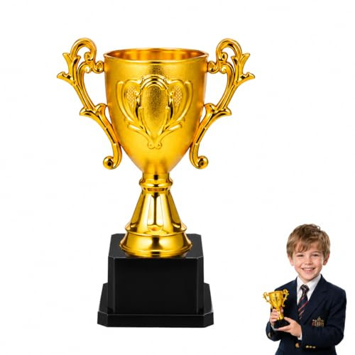 Toyvian Plastic Trophy Cup 18cm, 1st Golden Plastic Trophies Award for Kids, Small Football Basketball Racing Awards Cup for Winner Sports Competitions, Birthday Parties, and Decorations