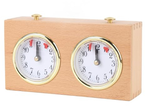 Fabater Horloge D'échecs Analogique, Aucune Pile Requise, Minuterie Mécanique à Remontage avec de Grands Cadrans Faciles à Lire, pour Les Tournois D'échecs Go et de Jeu D'échecs