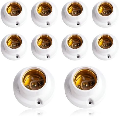 E27 Lampenfassung 10 Stück Fassung Lampenfassungen Vintage zum Anschrauben | Glühbirnen Fassung E27 Universal Lampenfüße für LED-Lampen Weiß