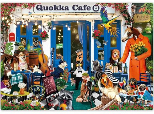 500 Piece Jigsaw Puzzles for Adults - Jigsaw Puzzles for Adults 500 | Cafe - Puzzle 500 Pieces - Unique Cut Strong Grip Pieces - Challenging and Relaxing Artistic Activity For Men And Women