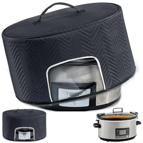 Slow Cooker Cover - Black Dust Protective Cover with Aluminum Foil Lining and Transparent Window for 6-8 Quart Oval Slow Cookers