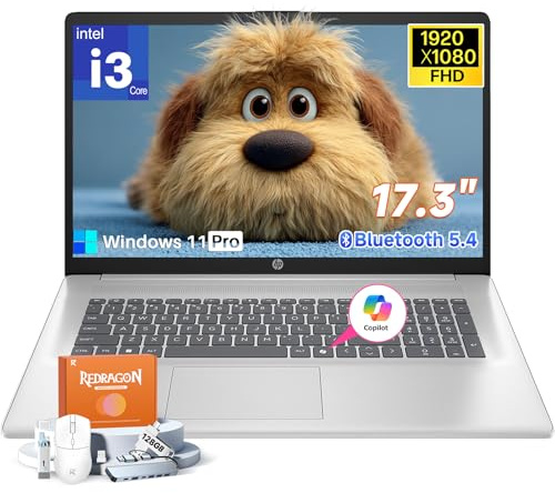 HP 17.3 Laptop 2026 for Business Student, Windows 11 Pro, Copilot AI, 32GB RAM, 2TB SSD, Intel Core i3-N305, 17 inch FHD IPS Anti-Glare Display, Bluetooth 5.4, HD Camera, Fast Charge, Accessories