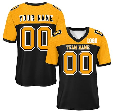 Magliette Personalizzate Maglie da Football Americano da Uomo, Donna, Bambino e Ragazzo Kit Personalizzati Nome e Numero Personalizzati Maglie da Rugby Traspiranti Giallo