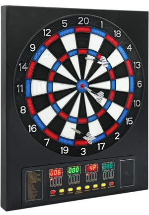 Diana electrónica con voz, pantalla 4 LED y 12 dardos, 27 categorías de juego para 1 a 16 jugadores