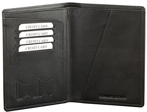 KORUMA SMART RFID Reisepasshülle Leder Passport Geldborse Travel Wallet (Schwarz)