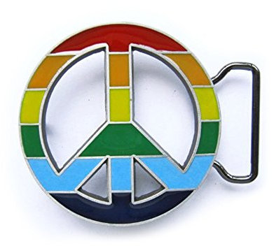 eeddoo® Gürtelschnalle - Peace - Friedenszeichen - Regenbogen - Rainbow Buckle (Buckle für Wechselgürtel für Damen und Herren | Belt Frauen Männer Oldschool Rockabilly Metall Gothic Wave Rock Biker)