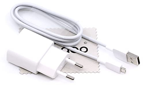 Ladekabel für Huawei Original HW-050100E01 + 1m Datenkabel Ladegerät microUSB Huawei P8, P8 lite, P8 lite 2017, P9 lite, P10 lite 1A mit mungoo Displayputztuch
