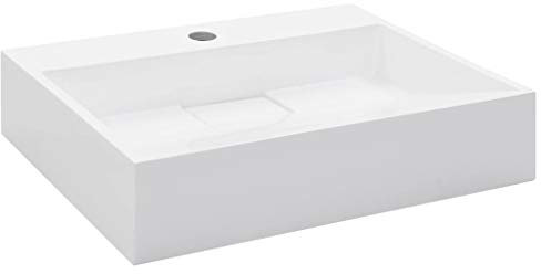 FESTNIGHT Lavabo Blanco 50 x 38 x 13 cm Lavabo sobre Encimera Resina Mineral