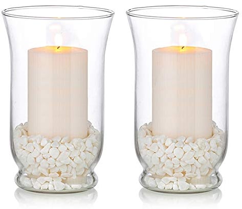 Glass Pillar Candle Holders 2 Pcs Hurricane Candle Holder for Ø 80 x 150mm Candles, Christmas Halloween Centerpieces Storm Vase Wedding Table Centrepiece Dining Room Decor