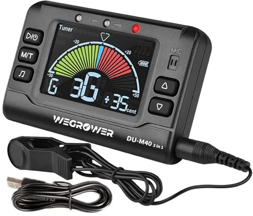 Wegrower Metronome Tuner, Rechargeable 3 In 1 Digital Metronome Tuner Tone Generator for Guitar, Bass, Violin, Ukulele and Chromatic,Clarinet, Trumpet, Flute, Tuners for All Instruments
