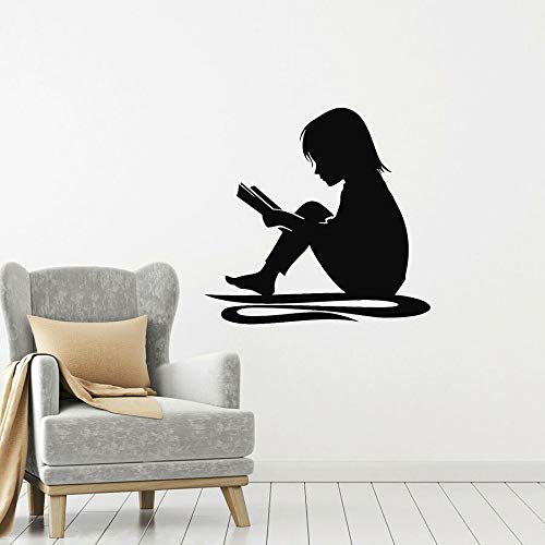 NSRJDSYT Lesen Mädchen Wandtattoo liest S offenes Buch Mädchen Kinder Schlafzimmer Studie Wohnkultur Vinyl Aufkleber Bibliothek Leseecke Wandbild 30x31cm