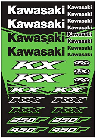 Kawasaki KX250F KX450F MX Enduro Motocross Aufkleber Set vorgestanzt 33x48cm
