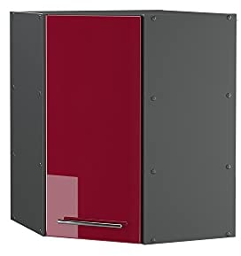 Vicco Eckhängeschrank Fame-Line, Küchen-Eckschrank, Bordeaux Hochglanz/Anthrazit, 57 cm