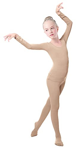 Lovdaswi Ensemble thermique pour filles - Haut et pantalon - Couche de base pour la danse, nude, Large
