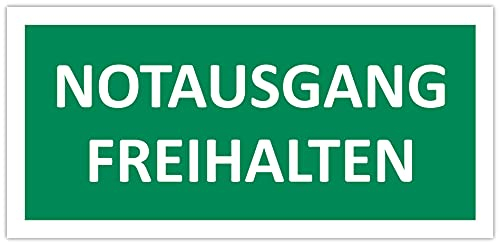 5 große Aufkleber Notausgang freihalten für Fluchtweg oder Rettungsweg 30 x 14 cm Schild, Hinweis, Hinweisaufkleber