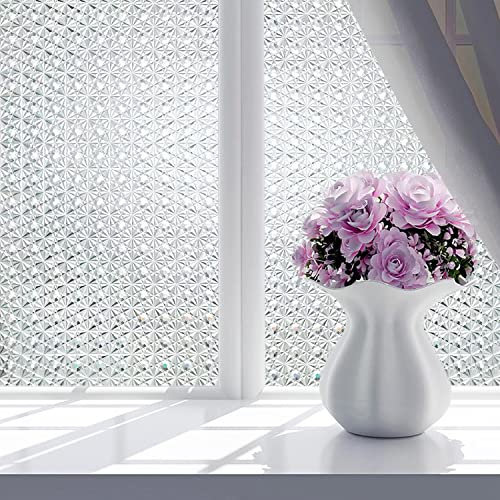 Privacy Window Film Non-Adhesive Window Film Static Cling Film Anti-UV Static for Office, Bathroom Living Room and Office (44.5 * 200cm)