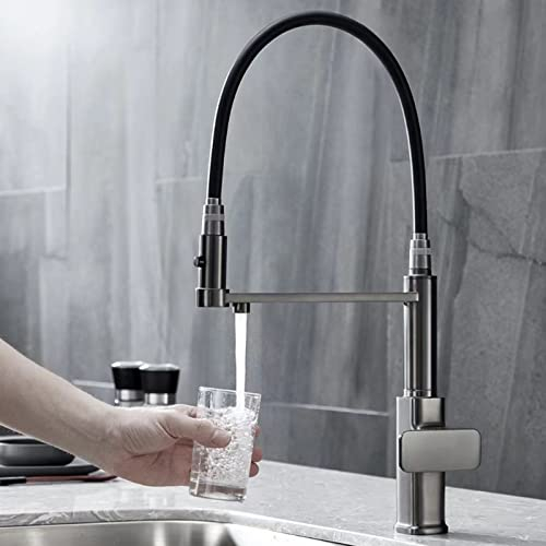 Küchenarmatur mit Brause Ausziehbar 3 Wege Wasserhahn Küche Mischbatterien für Küche mit Flexibler Auslauf Reverse Osmosis 3 in 1 Mischbatterie Wasserfilter C