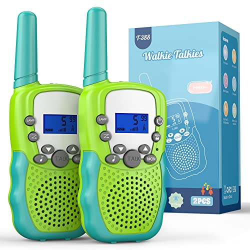 Kearui Spielzeug 3-12 Jahren Jungen & Mädchen, Walkie Talkies für Kinder mit 8 Kanäle, Funkgerä Kinder ab 4 Jahren mit VOX Funktion & Tastensperre für Abenteuer, Camping, Wandern - Grün