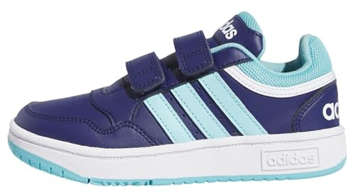 Adidas Unisex Kinder Hoops Lifestyle Basketball Hook-and-Loop Shoes, Dark Blue/Light Aqua/Cloud White, 35 EU