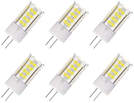 G4 5W LED Leuchtmittel, Ersatz 50 Watt, 51 LEDs, 500 Lumen, 360 Grad Abstrahlwinkel, AC/DC 12 V, Nicht Dimmbar, 6 Stück, 6000K Kaltweiss