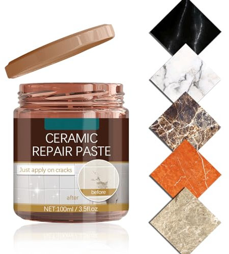 100ml Kit di Riparazione per Piastrelle Pavimento, Pasta Ripara Piastrelle, Pasta di Riparazione Ceramica, Pasta riparatrice per Porcellana per Riparazione di Graffi in Ceramica, Fori di Crepe