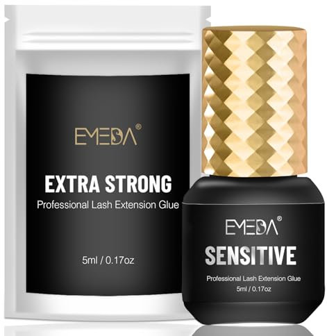 EMEDA Sensitive Lash Extension Glue Fast Drying Strong Hold Eyelash Glue Waterproof Lash Glue for Eyelash Extensions Long Lasting Retention 6-7 Weeks 1.5S