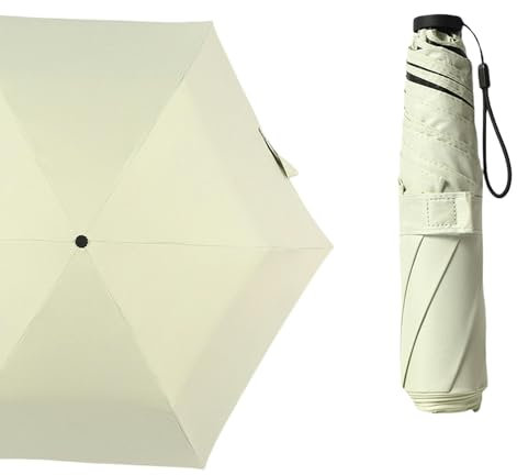 HDUSMTBL Parapluie Fibre De Carbone Trois Plis Parasol Protection Solaire UV Portable Pencil Parapluie Noir Plastique Parasol-Blanc Cassé-19 Pouces 6K
