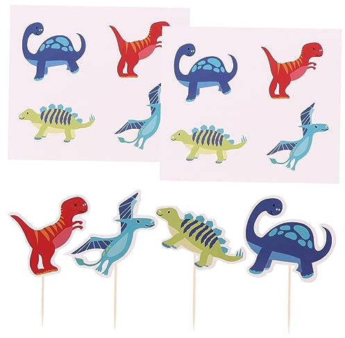 OKUMEYR 36pièces Décoration De Gâteau Anniversaire Garnitures Cupcake Dinosaures Colorées Pour Fête Et Shower