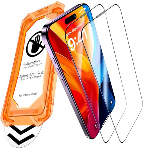 UniqueMe for iPhone 14 Pro Screen Protector - 2 Pack Screen Protector Tempered Glass Bubble Free Ultra Resistant Case Friendly Scratch-proof