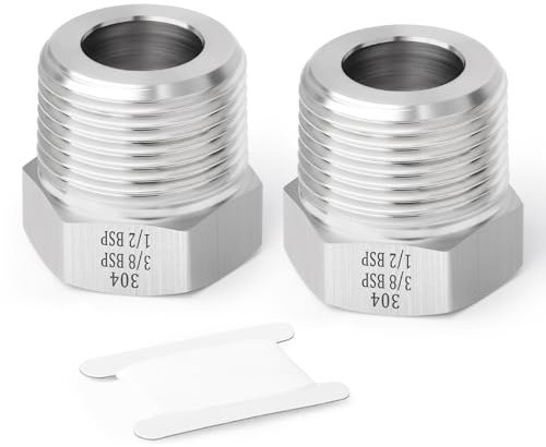 TAISHER 2 pièces forgées en acier inoxydable 304, douille hexagonale réductrice, 1/2mâle BSP à 3/8femelle BSP, adaptateur de tuyau à forger, pour gaz de pétrole et d'air.
