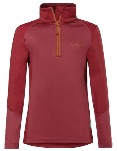 VAUDE Kinder Fleece Pullover Kids Livigno Halfzip, funktionaler und kuscheliger Fleecepulli, elastisch und atmungsaktiv, redeva, 134-140