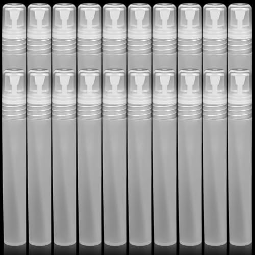 SynHHergyx 20 Pack 10ml Perfume Sample Bottles Spray Bottle Plastic Travel Empty Small Refillable Bottles Containers for Spray Fine Mist Perfume Bottle Portable Travel Atomizer