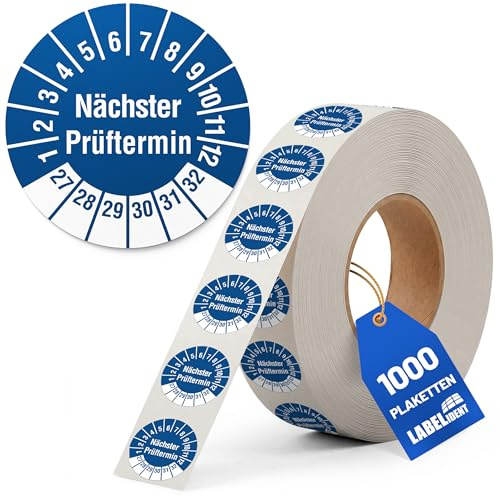 Labelident Prüfplaketten Nächster Prüftermin - Ø 30 mm - 1.000 auf Rolle, 2027-2032, selbstklebend