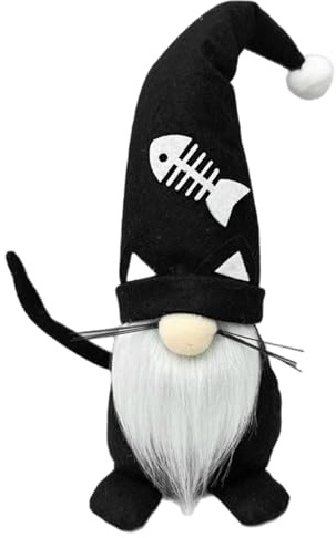 Sjfbebsy Halloween Black Cat Gnomes Plush Stuffed Doll for Home Table Decor Housewarming, 13.8 Inch, Halloween Gnomes