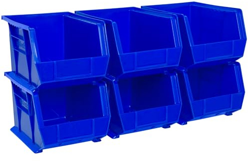 Akro-Mils 30239 Plastic Storage Stacking Hanging Akro Bin, 11-Inch by 8-Inch by 7-Inch, Blue, Case of 6