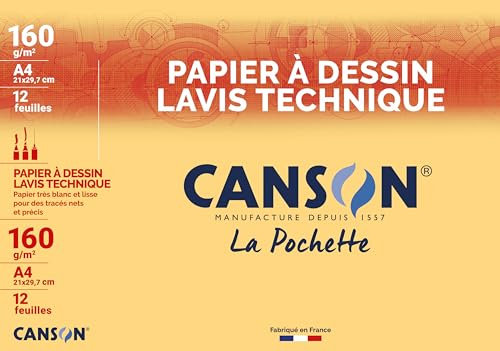 CANSON 200037104 technisches Zeichenpapier, DIN A4, 160 g/qm, weiß