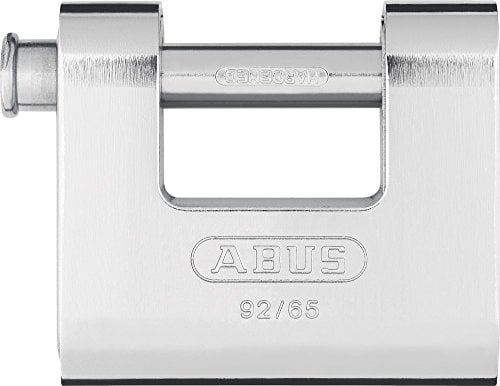 ABUS Monobloc Vorhängeschloss 92/65 - Messing-Schloss mit Stahlmantel - für Automaten, Rollgitter u. v. m. - mit dickem Bolzen - ABUS-Sicherheitslevel 7 - Silber