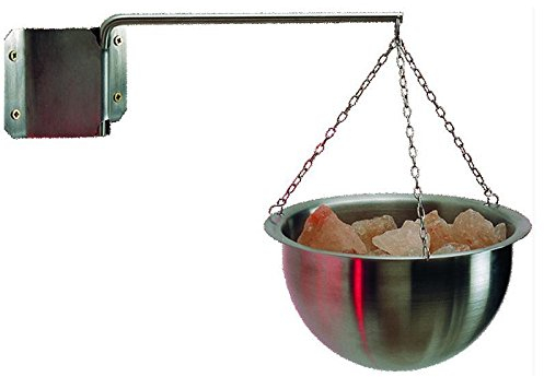 EOS Multicup aus Edelstahl für die Sauna, inkl. 1 kg Himalaya-Salzkristallen, mit Aufhängung und Wandhalterung