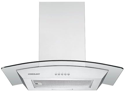 Cookology CGL600SS/A Designer Extractor | 60cm Curved Glass Chimney Cooker Hood in Stainless Steel