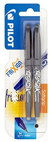 Pilot Frixion 0.7mm Rollerball Black Pen, Pack of 2